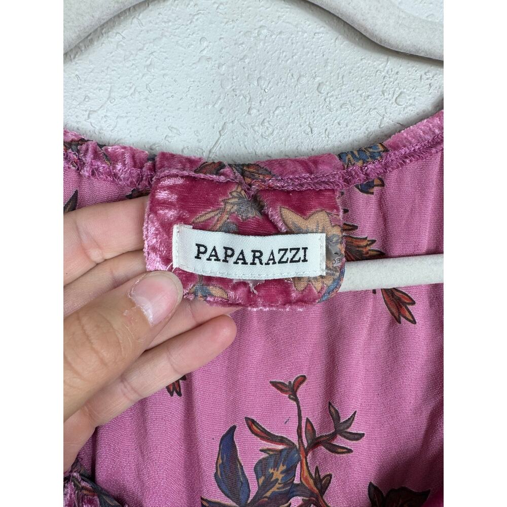 Paparazzi velvet pink floral top Womens size L/XL - Picture 2 of 7